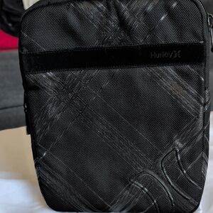 Hurley Black Nylon Plaid-Pattern Messenger Sling